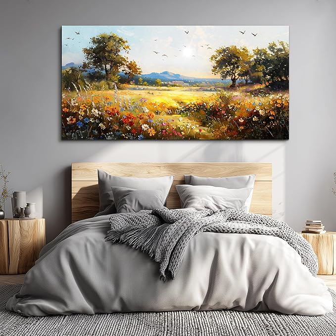 FUHAIHUA Canvas Wall Art For Living Room Wall Decor For Bedroom Office Wall Decoration Rural Pastoral Painting Artwork Room Aesthetic Home Decor 20x40 In