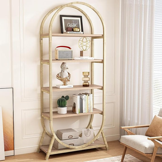 Tribesigns 5-Tier Open Bookshelf, 70.8" Tall Arched Bookcase, Modern Storage Bookshelves, Freestanding Display Rack Shelving Unit for Office, Bedroom, Living Room, Easy Assembly