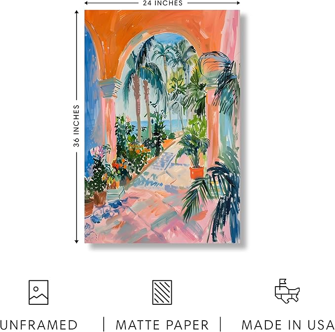 HAUS AND HUES Floral Art Wall Decor - Wildflowers Wall Art for Living Room, Floral Artwork for Bedroom Walls, Flower Painting for College Girls Dorm Room (City Scenery 3, Unframed, 24x36)