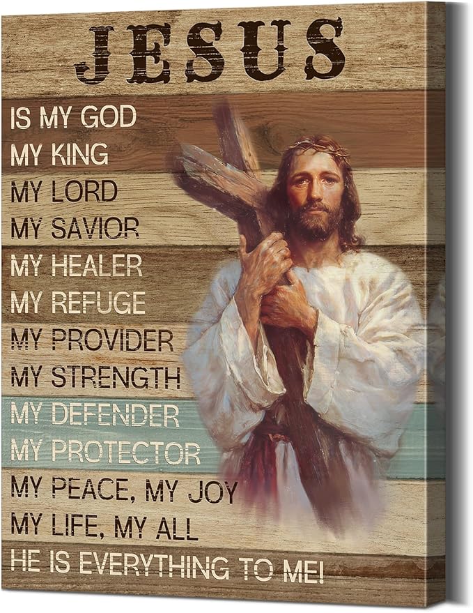 YOUHONG Jesus Christ Wall Art Christian Wall Decor Religious Pictures Poster, Lightweight Jesus Decor Religious Posters Christian Art for Home Living Room, Ready to Hang (12x15.7 Inch)