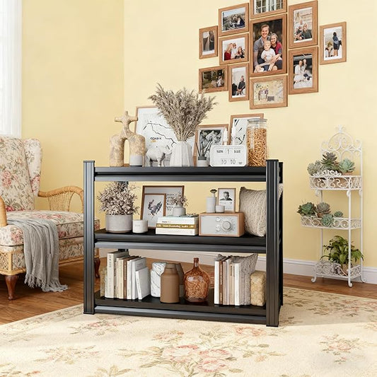 Bookshelf, 3 Tier Bookshelves, Home Office Bookcase Shelf Storage Organizer, Free Standing Storage Shelving Unit for Bedroom, Living Room and Home Office, Vintage,19.7Wx13.8Dx31.5H