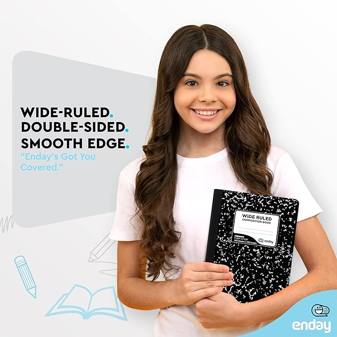 Composition Notebook Wide Ruled (2 Pack) Hard Cover Marble composition notebook, 100 Sheets, Wide Ruled Composition Notebooks, White Paper Composition books, Black and white composition notebook.