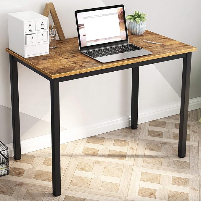 soges 31.5 inches Small Desk Writing Study Worksation for Home Office Computer Desk, Rustic Brown YL-AC3-80VB