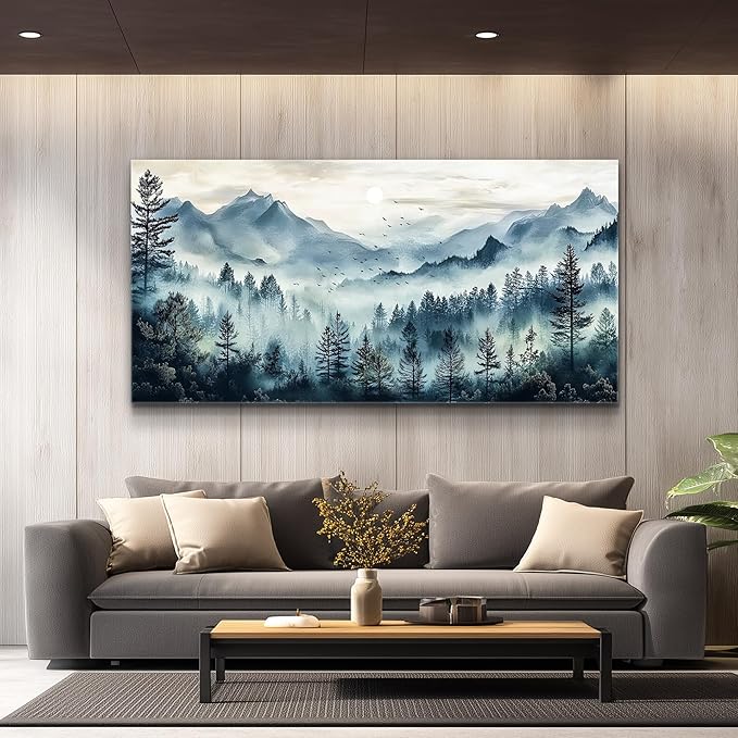 FUHAIHUA Canvas Wall Art For Living Room Large Wall Decor For Office Bedroom Decorations Foggy Forest Painting Artwork Room Wall Mural Aesthetic Home Decor 30x60 In