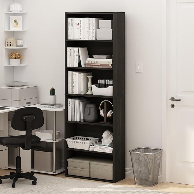 Furinno Jaya Simply Home Free Standing 6-Tier Open Storage Bookcase, Espresso