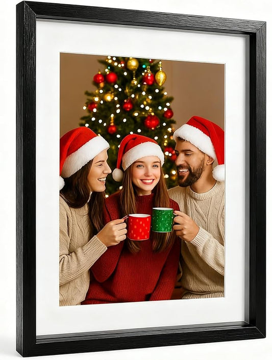 AceList 11x14 Floating Frames, Double Plexiglass Wood Picture Frame, Display Any Size Photo up to 11x14 photos for Desktop or Wall Hanging, Black