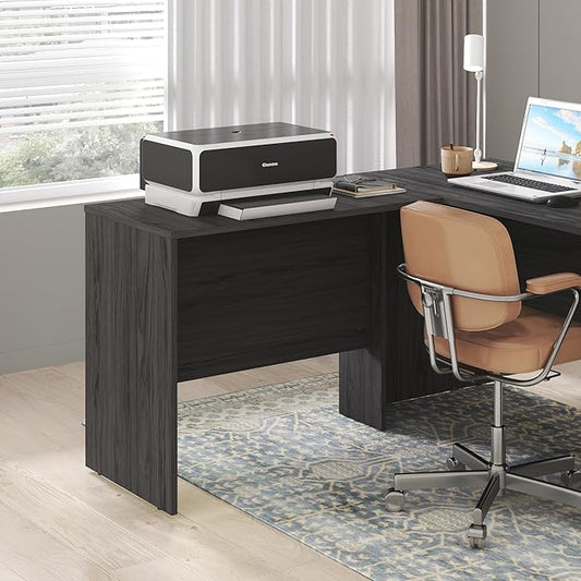 Furinno Roger Office Desk Return, 35 Inch Rectangular Desk Return for Executive Desk, Reversible Return with Cord Grommet, Scratchproof and Water-Resistant, for Home Study, Office, Coastal Grey