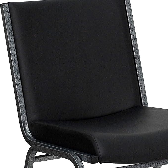Flash Furniture 4 Pack HERCULES Series Heavy Duty Black Vinyl Stack Chair