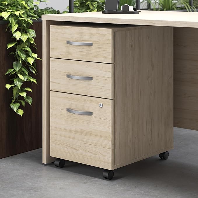 Bush Business Furniture 60W x 30D Office Desk with Mobile File Cabinet, Computer Table and Drawers for Home or Professional Workspace, Studio C Collection, Natural Elm