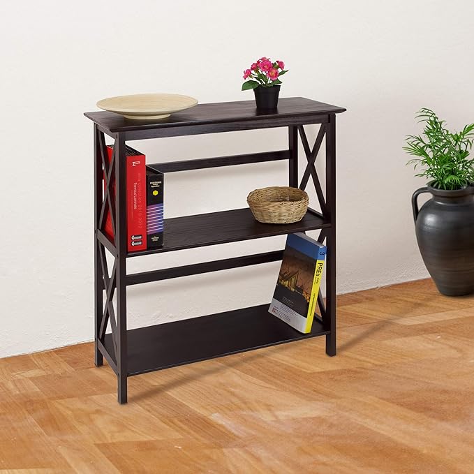 Montego 3-Shelf Bookcase-Espresso