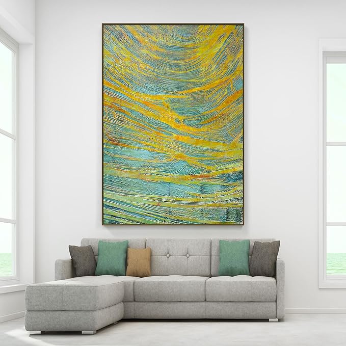 Green Oil Paintings Abstract Wall Canvas Art Large Wall Art for Living Room Large Framed Canvas Wall Art Artwork for Dining Room Hallway Wall Decor 27.5"x39.4"