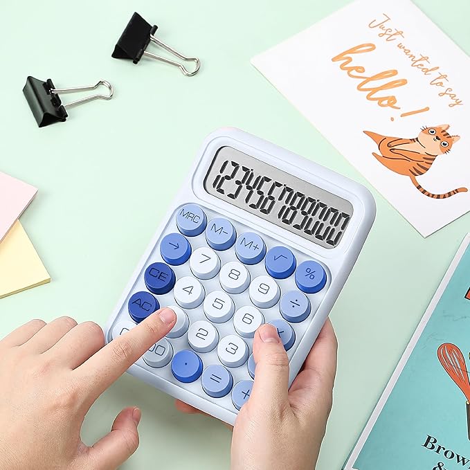 Mr. Pen- Mechanical Switch Calculator, 12 Digits Large LCD Display, Sky Blue Calculator Big Buttons