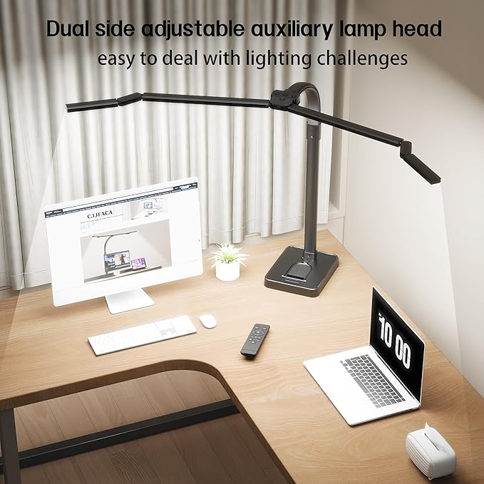 desk lamp for home office，Architect Led Desk Lamp with 25 Lighting Modes Adjustable Flexible Gooseneck, 24W Ultra Bright Task Lamp with Atmosphere Lighting（Black Desktop)