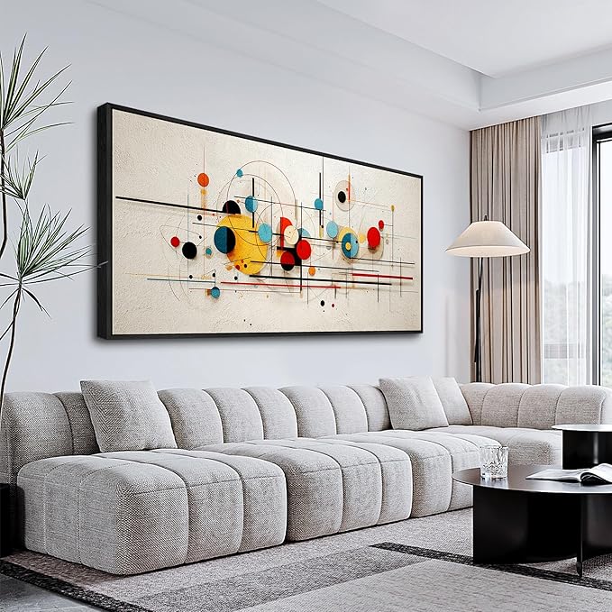 Wapluam Large Wall Decorations For Bedroom Black Framed Wall Art For Living Room Modern Office Wall Decor Color line Abstract Painting Mural Canvas Prints Pictures Hotel Artwork Home Decor