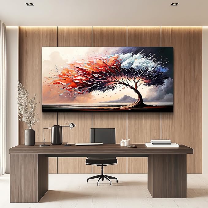 MHARTK66 Wall Decorations For Living Room Large Canvas Wall Art For Bedroom Office Decor Tree Landscape Abstract Wall Paintings Framed Prints Pictures Artwork Modern Hotel Room Home Decor 30x60 In
