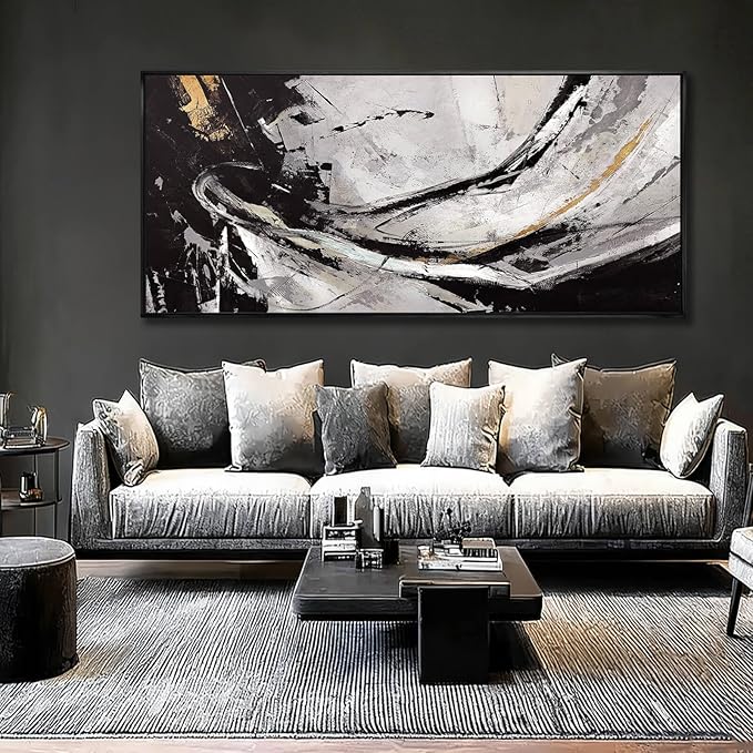 XIANSHOU Black and White Wood Wall Decor Abstract Photo Prints Contemporary Wall Art 32"x70" Large Pictures for Living Room Art for Office