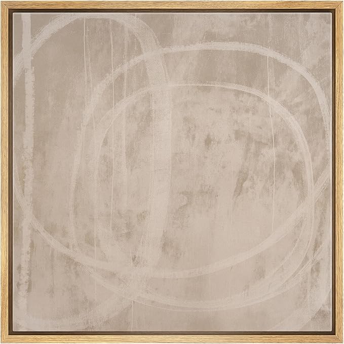 SIGNWIN Framed Canvas Print Wall Art Looped Line Neutral Abstract with Overlapping White Curves Illustration Modern Art Decorative Boho Relax/Zen for Living Room, Bedroom, Office - 16"x16" Natural