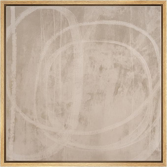 SIGNWIN Framed Canvas Print Wall Art Looped Line Neutral Abstract with Overlapping White Curves Illustration Modern Art Decorative Boho Relax/Zen for Living Room, Bedroom, Office - 24"x24" Natural