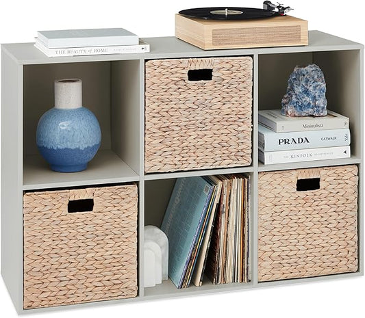 Best Choice Products Kids Bookcase 6-Cube Storage Organizer, 13.5in Shelf Opening, Bookshelf, Toy Storage, Customizable w/ 3 Removable Back Panels – Gray