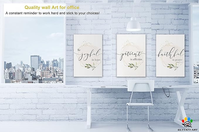 Office Wall Art - 3 Panel Motivational Canvas, Inspirational Quotes for Home Decor, Positive Entrepreneur Words Poster Frame for Company, 16"x24"x3Pcs