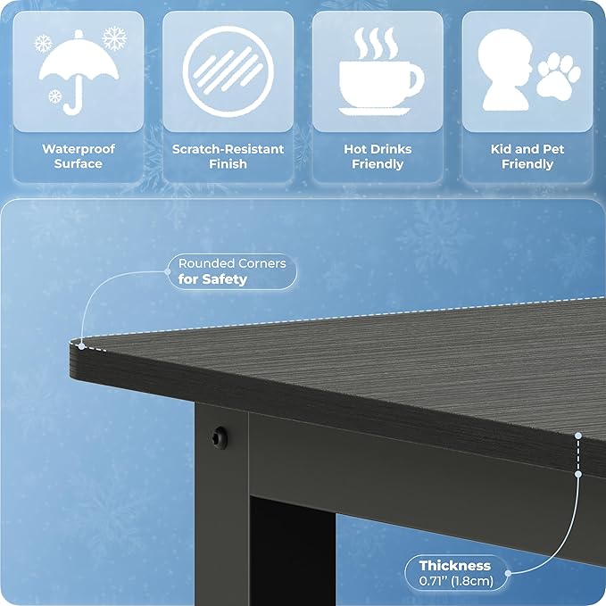 51" Home Office Desk Modern Computer Desk 51.2x23.6x29.5 inches PC Table with Thicken Frame Industrial Style Sturdy Metal Frame Furniture for Writing Gaming Black+Black