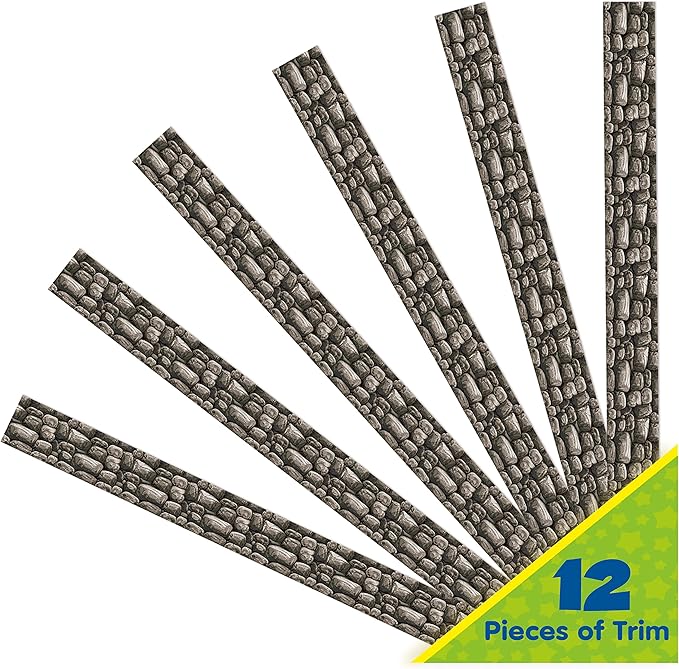 Eureka Curiosity Garden Stone Wall Decorative Classroom and Bulletin Board Trim for Teachers, 2.25" Wide, 12 Strips for 37 Total Feet
