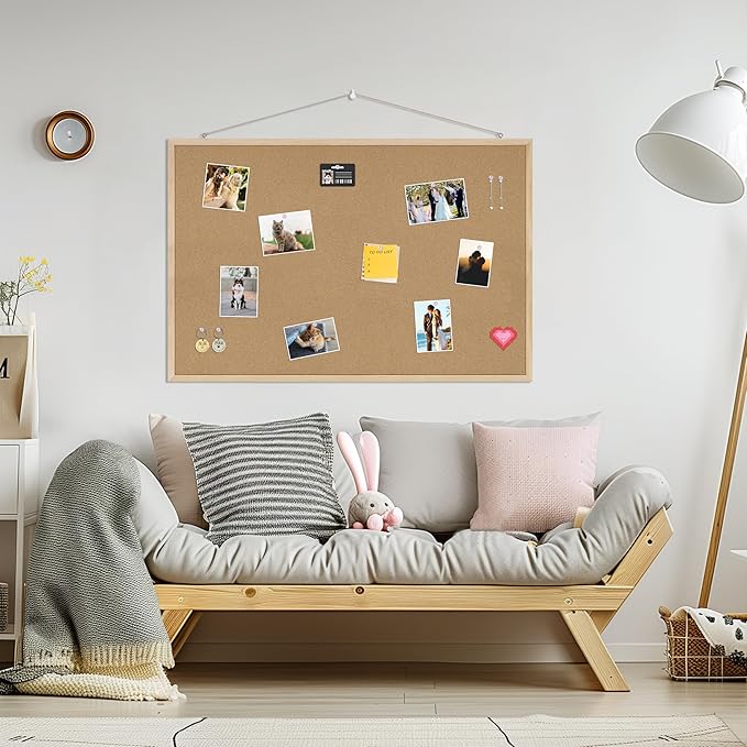 Cork Board Bulletin Board,36x24 Cork Board for Office with Pin Oak Wood Boards,Message Board or Vision Board Decoration.