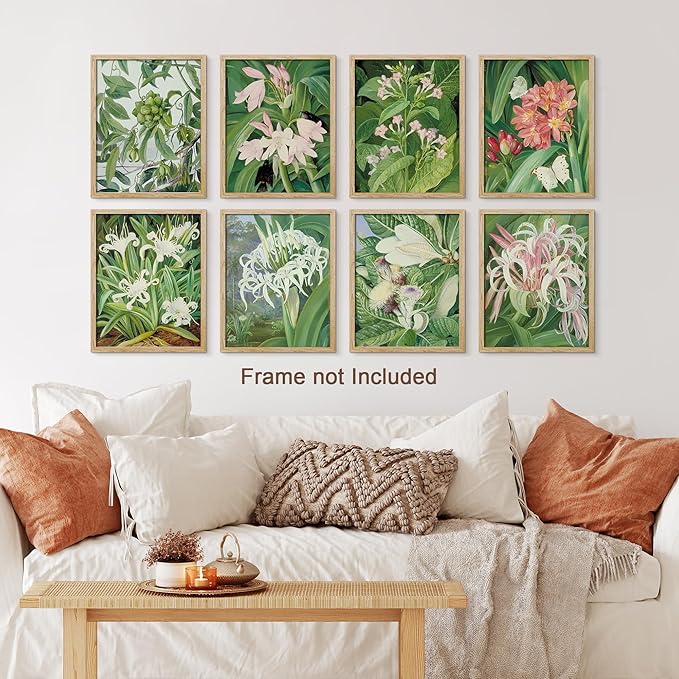 SIGNWIN Adhesive Canvas Poster Bathroom Decor 11"x14"x 8, Wall Art Room Decor Multicolor for Living Room, Bedroom, Office Botanical Floral Garden Zen Flower Classic Vintage Illustrations Bohemian