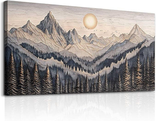 MHARTK66 Abstract Mountain Landscape Wall Painting Wall Art For Living Room Bedroom Wall Decor Office Modern Pictures Wall Decor Sunrise Forest Large Canvas Prints Hanging Modern Home Decorations