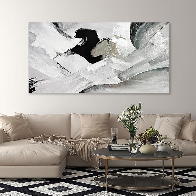 Abstract Wall Art Home Wall Decor Black White and Grey painting Abstract Canvas Art Framed Artwork Modern Home Wall Decor for Living Room Bedroom Office 20"x40"