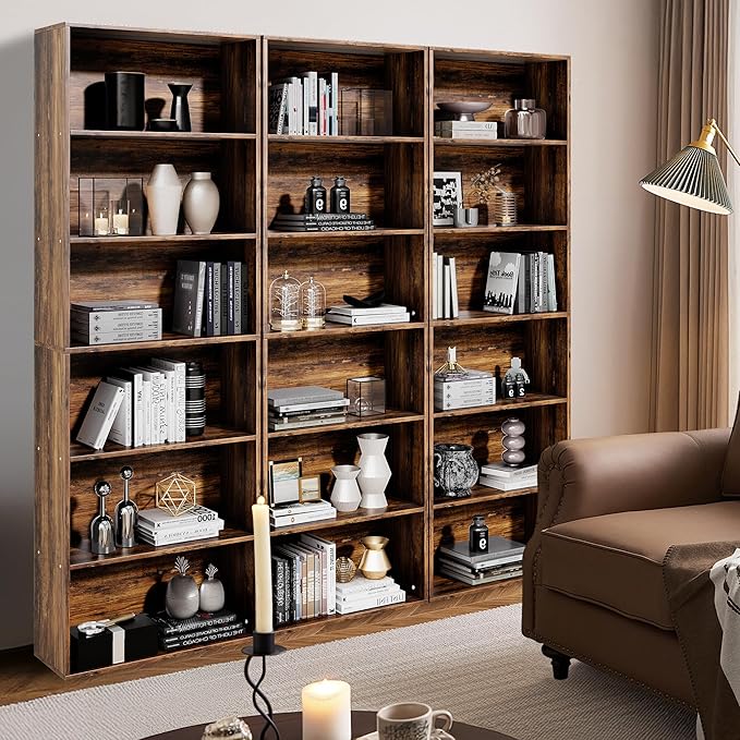 71" Tall 6-Tier Bookshelf, Large Open Display Bookcase with Ample Storage, Floor Standing Book Shelf for Living Room, Home Office, Bed Room, Brown