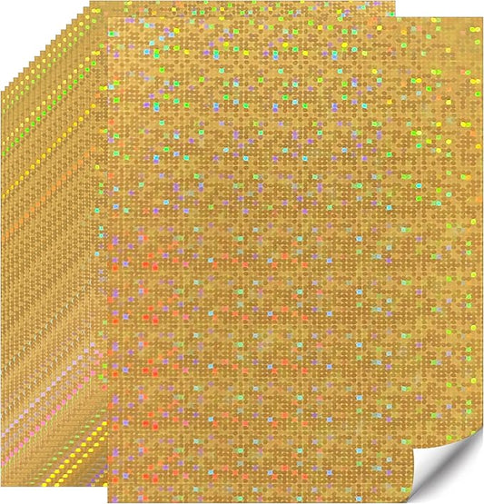 Holographic Gold Cardstock Paper 20 Sheets, 8.5x11 Inch Premium 92lb/250GSM Glitter Iridescent Mirror Paper for Invitations, DIY Crafts, Scrapbooking, Birthday Party Decorations ﻿