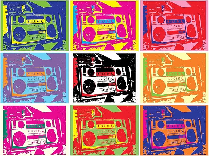 GUETTO BLASTIC RETRO BOOMBOX ABSTRACT POP ART ANDY WARHOL A4 Size SATIN PAPER PHOTO PRINT STUNNING 260GSM(297 x 210 mm or 11.7 x 8.3 inches)