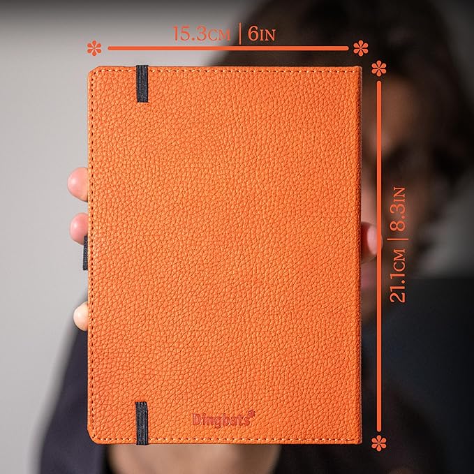 Dingbats* Notebooks - Wildlife Squared Medium Notebook, Orange Tiger, A5 - Cream 100gsm Ink-Proof Paper - Includes Elastic Closure & Bookmark