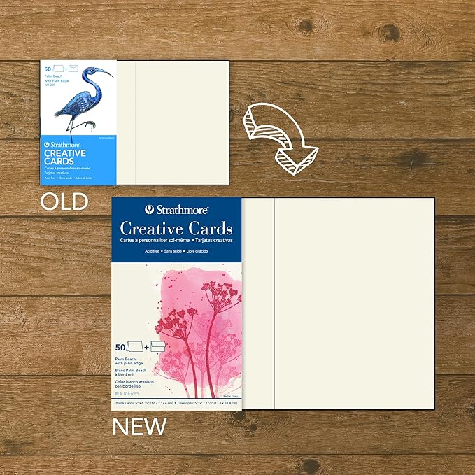 Strathmore (105-220-1 Full Size Creative Cards, Palm Beach/Plain Edge, 50 Envelopes