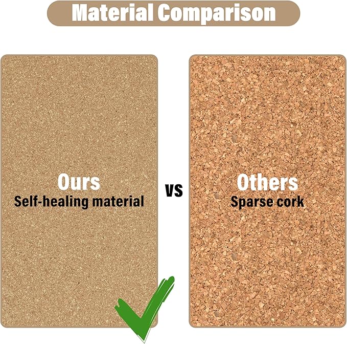 Cork Board 17"x 8" Tiles Bulletin Board 6Pack, 1/2" Thick Self-Adhesive Cork Boards for Walls, Corkboards for Office Home School Message Board or Vision Board Decoration
