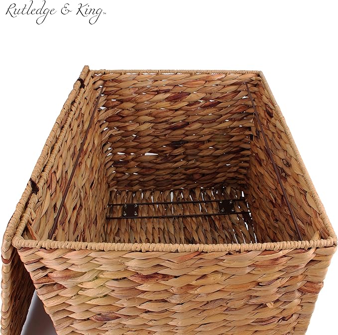 Seagrass Rolling File Cabinet - Home Filing Cabinet - Hanging File Organizer - Home and Office Wicker File Cabinet - Water Hyacinth Storage Basket for File Storage (Natural)