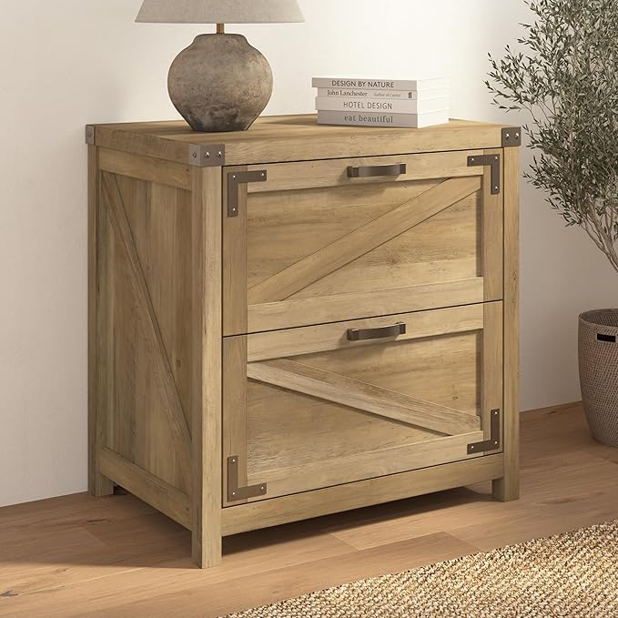 Bush Furniture Knoxville 2 Drawer Lateral File Cabinet in Reclaimed Pine, Farmhouse Document Storage Chest for Home Office
