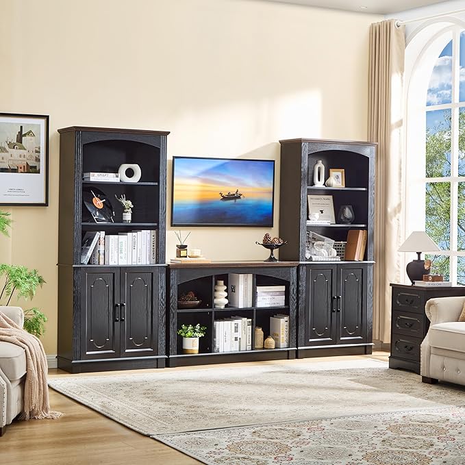LIDYUK Black Bookshelf, 6-Cube Bookcase and Kids Bookshelf, Wooden Storage Cabinet with Cube Organizer, Modern Book Shelf for Living Room, Office Storage, Display Cabinet