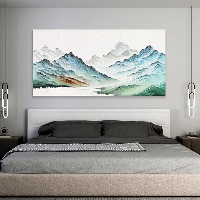 Landscape Canvas Wall Art Modern Painting Wall Art Wall Hanging Decor Framed Artwork Moutain Wall Decor for Living Room Bedroom Dining Room Home Office Decor 20"x40"