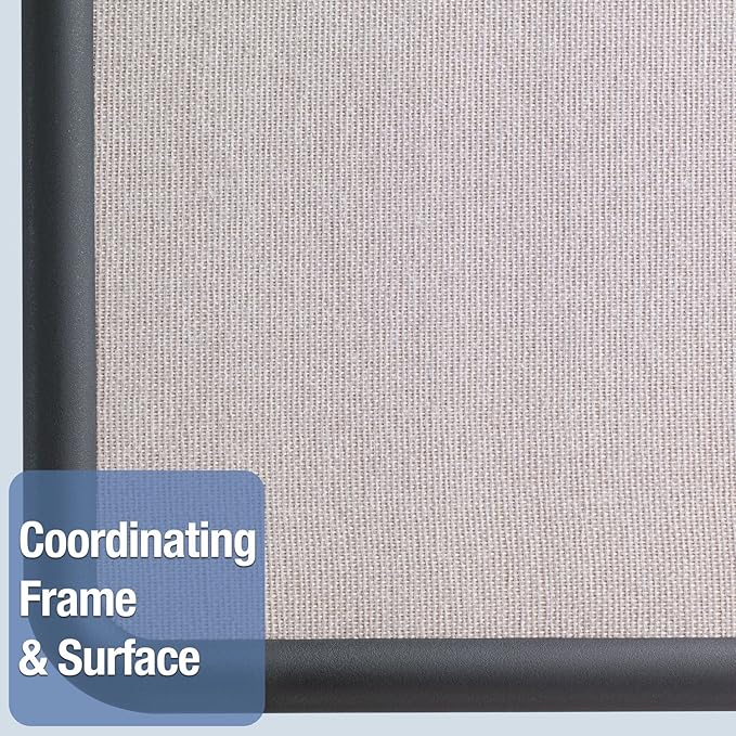 Quartet Bulletin Board, Fabric, 3 x 2 Feet, Office Bulletin Boards, Contour Gray Plastic Frame (7693G)