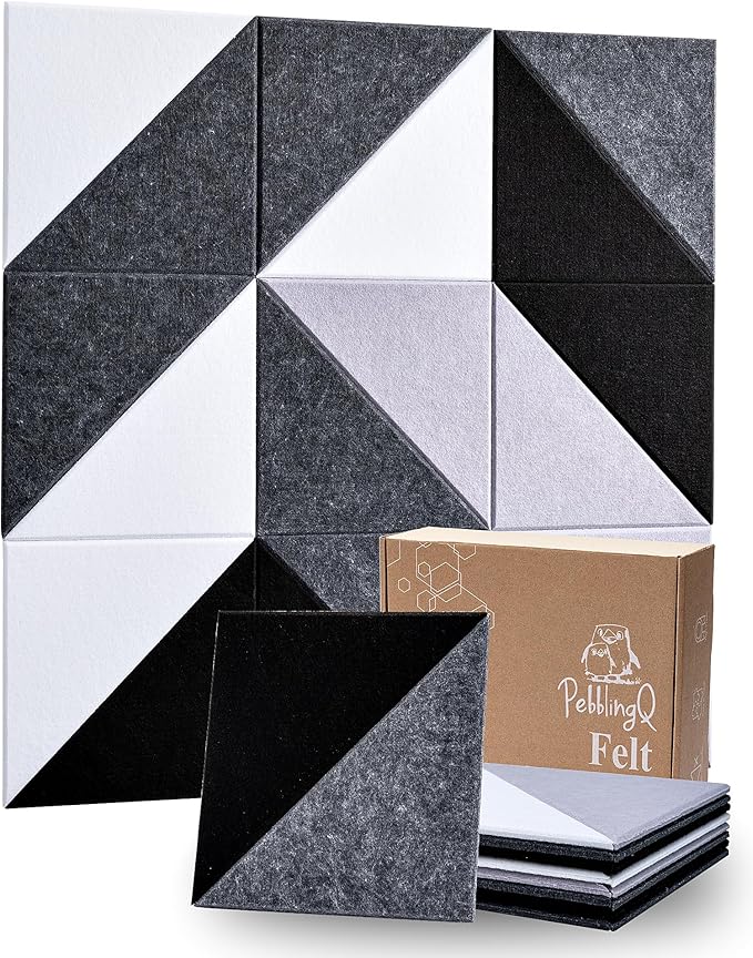 Felt Wall Tiles Bulletin Board, Modular Decorative Panels for Home Office, Kids Room, Classroom, DIY Geometric Design, Creative Photo Display Board, 18 Pack 11.8" Triangle Tiles(Ether)