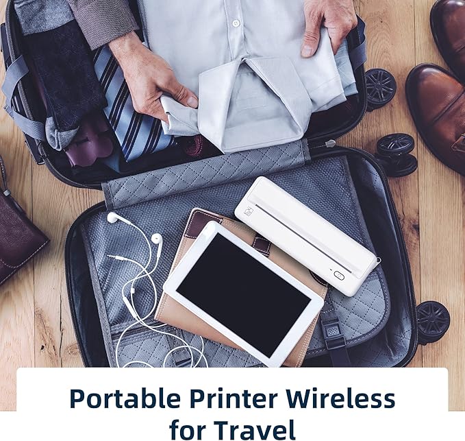 HPRT Wireless Portable Printer - Bluetooth Thermal Printer for Travel, Mobile Office, School, Home Compatible with iOS Android (Renewed) (White)