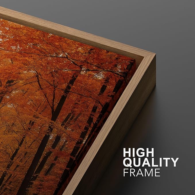 SIGNWIN Framed Canvas Print Wall Art Set Autumn Forest Road Nature Landscape Illustrations Modern Art Minimal Boho Relax/Calm for Living Room, Bedroom, Office - 16"x24"x2 Natural