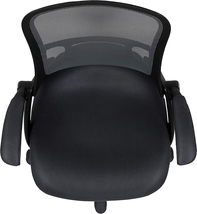 Flash Furniture Porter High-Back Swivel Office Chair with Adjustable Lumbar Support and Seat Height, Ergonomic Mesh Desk Chair with Flip-Up Armrests, Black
