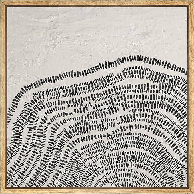 SIGNWIN Framed Canvas Print Wall Art Industrial Grunge Wood Ring Landscape Abstract Shapes Illustration Modern Art Decorative Nordic Minimal Calm/Zen for Living Room, Bedroom, Office - 24"x24" NATURAL