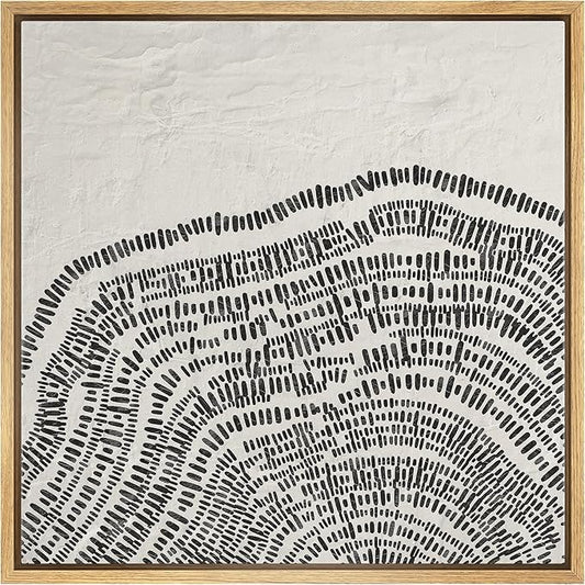 SIGNWIN Framed Canvas Print Wall Art Industrial Grunge Wood Ring Landscape Abstract Shapes Illustration Modern Art Decorative Nordic Minimal Calm/Zen for Living Room, Bedroom, Office - 24"x24" NATURAL