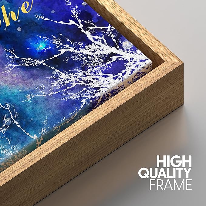 IDEA4WALL Framed Canvas Print Wall Art Breathe Watercolor Galaxy with Harvest Moon Astronomy & Space Sky Illustrations Modern Art Glam Colorful for Living Room, Bedroom, Office - 24"x36" NATURAL
