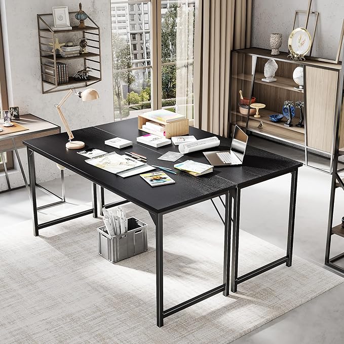 OLIXIS 63 Inch Computer Office Desk for Small Spaces, Writing Gaming Work Desk Modern Study Table with Storage Bag & Headphone Hook Home Bedroom, Black