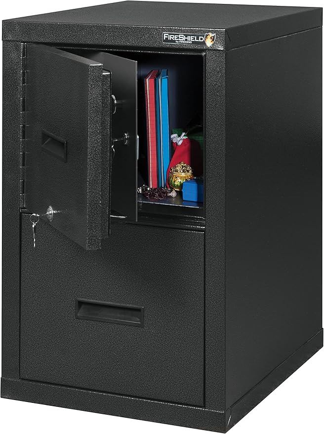 FireKing® FireShield 22" D Vertical 1-Drawer File Cabinet and Safe, Metal, Black Stone